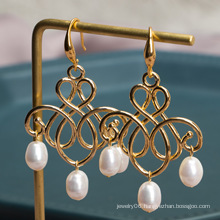 J3816 Natural Fresh Water Pearl geometric Earring For Women Fine Jewellery